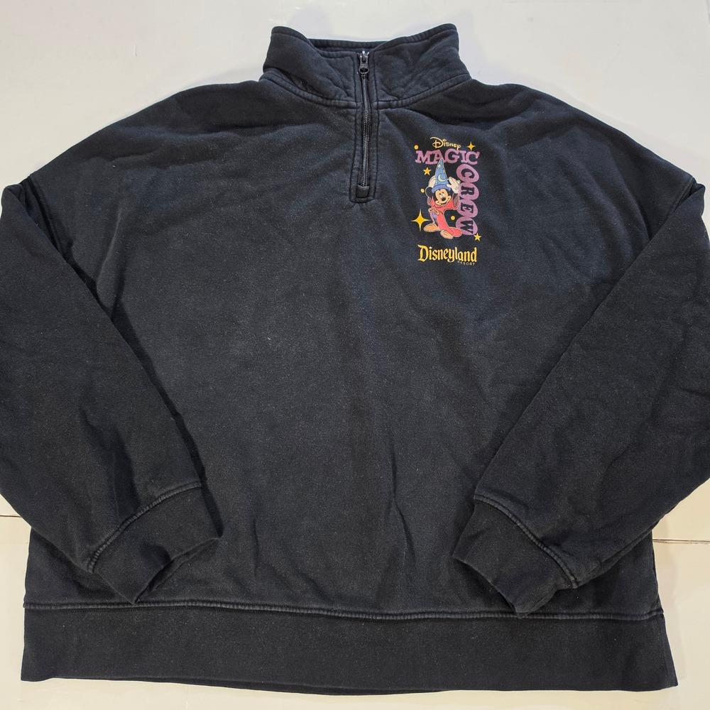 Disney Disneyland Resort Magic Crew Sorcerer Mickey Quarter Zip Sweatshirt XL